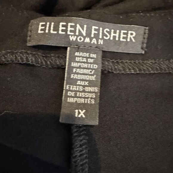Eileen Fisher Viscose Stretch Jersey Cropped Jumpsuit Black Side Pockets Size 1X - Picture 5 of 12